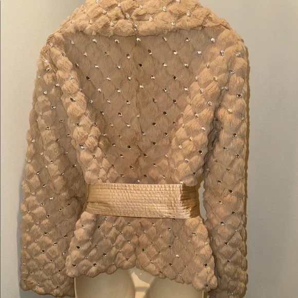 RARE! Gorgeous Vintage Genuine Fur & Rhinestone Coat - Picture 3 of 6